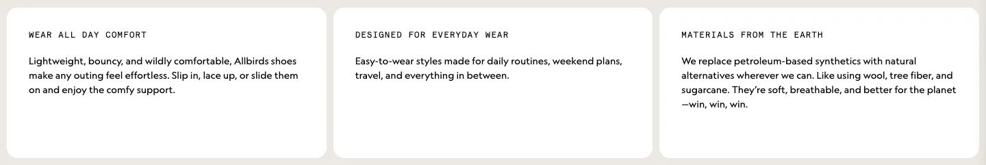 Unclassified section from Allbirds