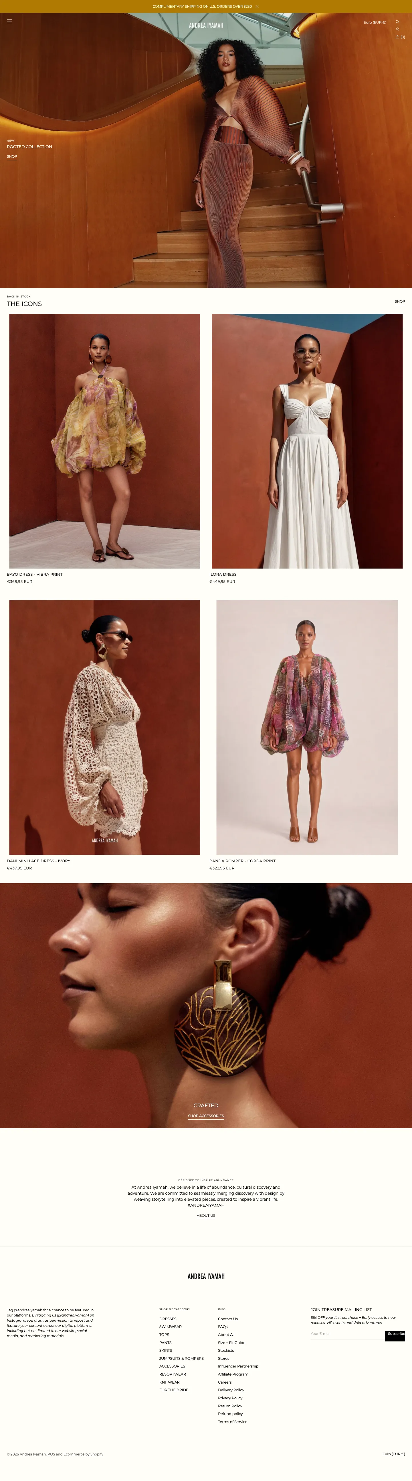 Andrea Iyamah, homepage (desktop)