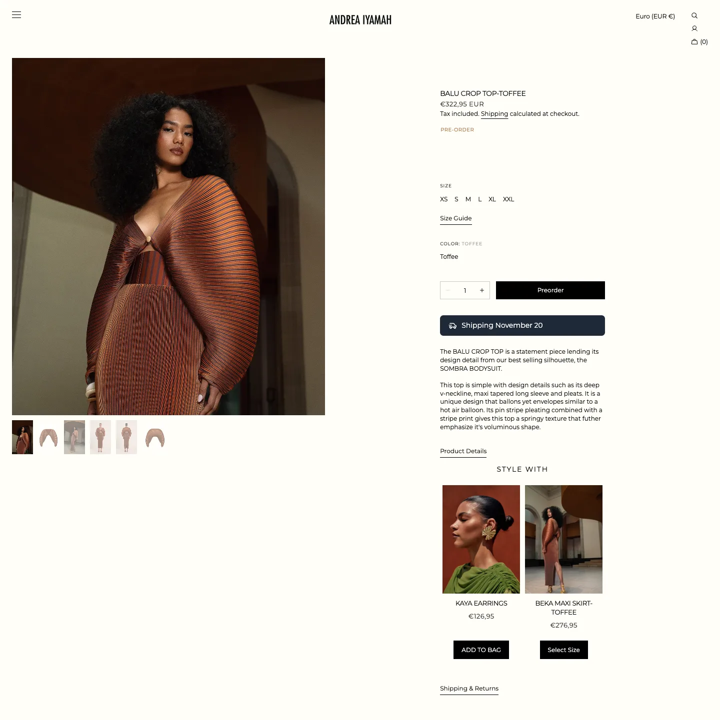 BALU CROP TOP-TOFFEE from Andrea Iyamah