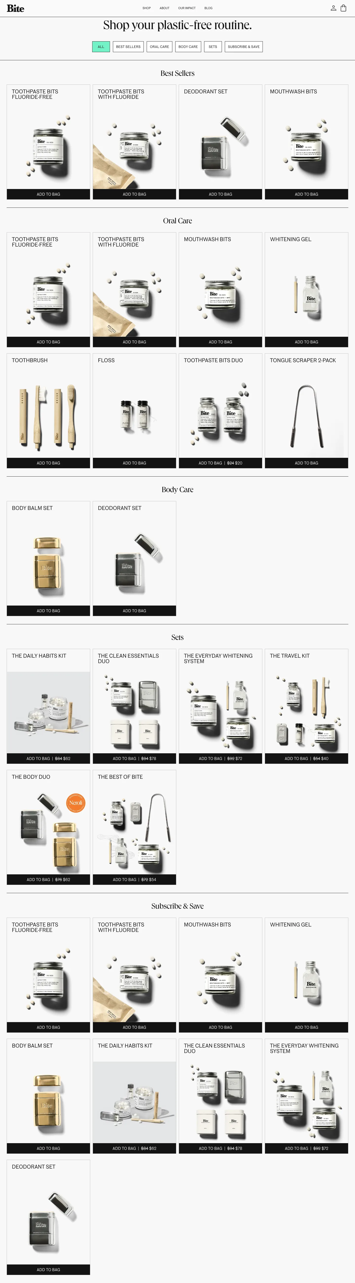 Shop your plastic-free routine from Bite