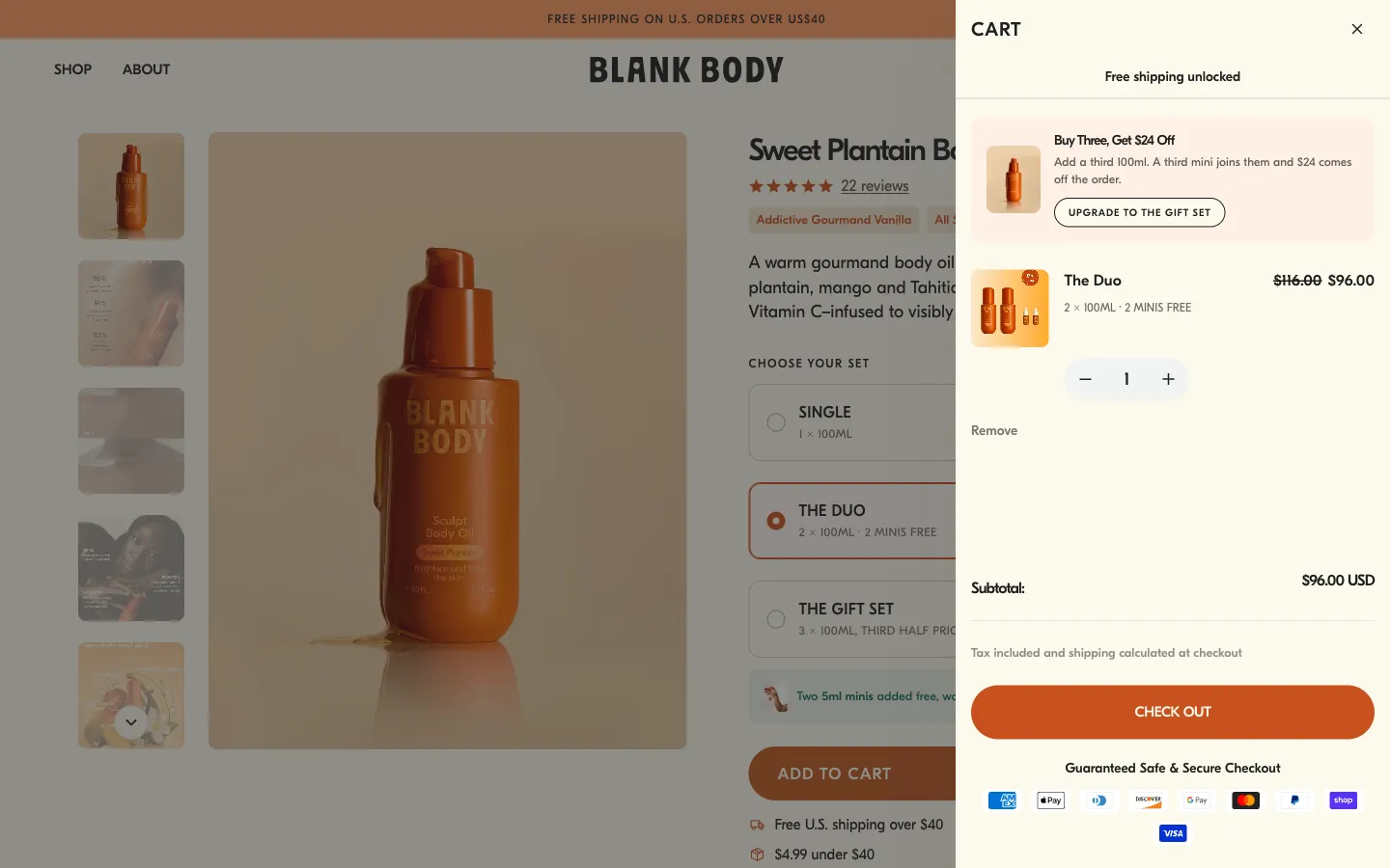 Blank Body Beauty, cart (desktop)