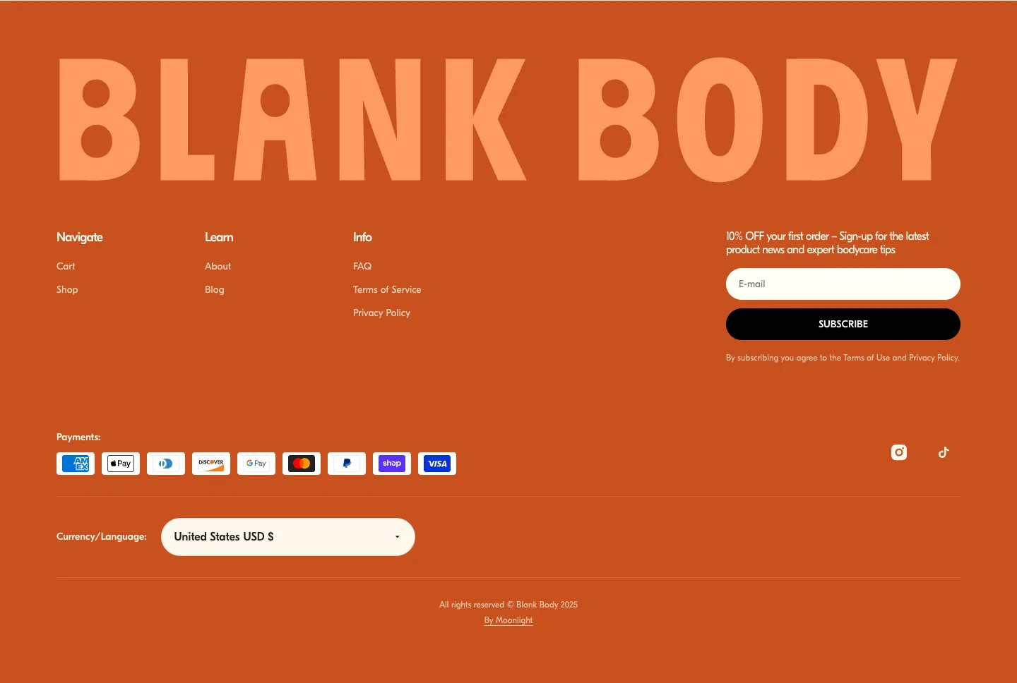 Footer from Blank Body Beauty