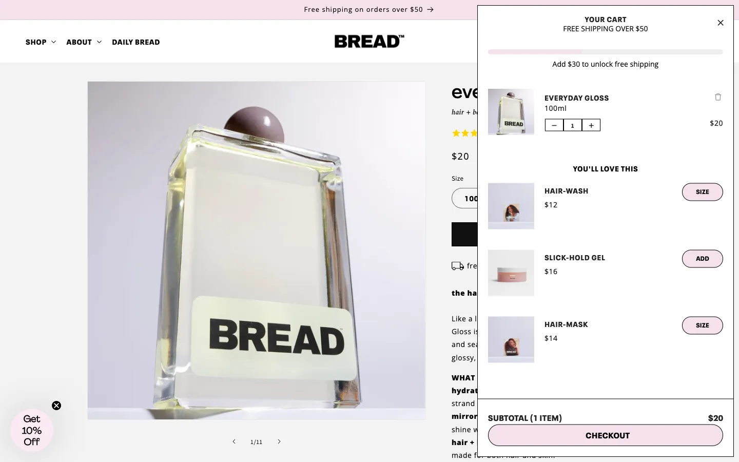 BREAD BEAUTY SUPPLY, cart (desktop)