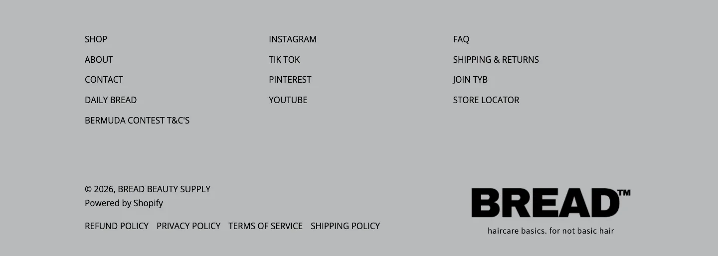 Footer from BREAD BEAUTY SUPPLY