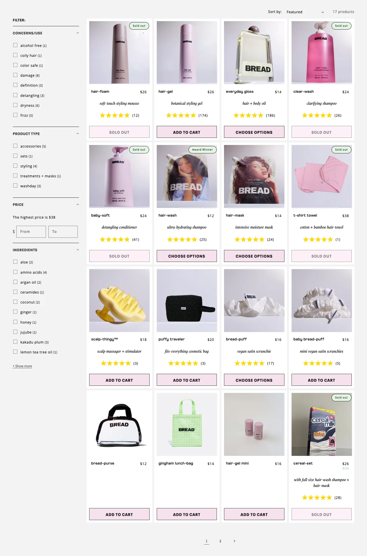 Product listing from BREAD BEAUTY SUPPLY