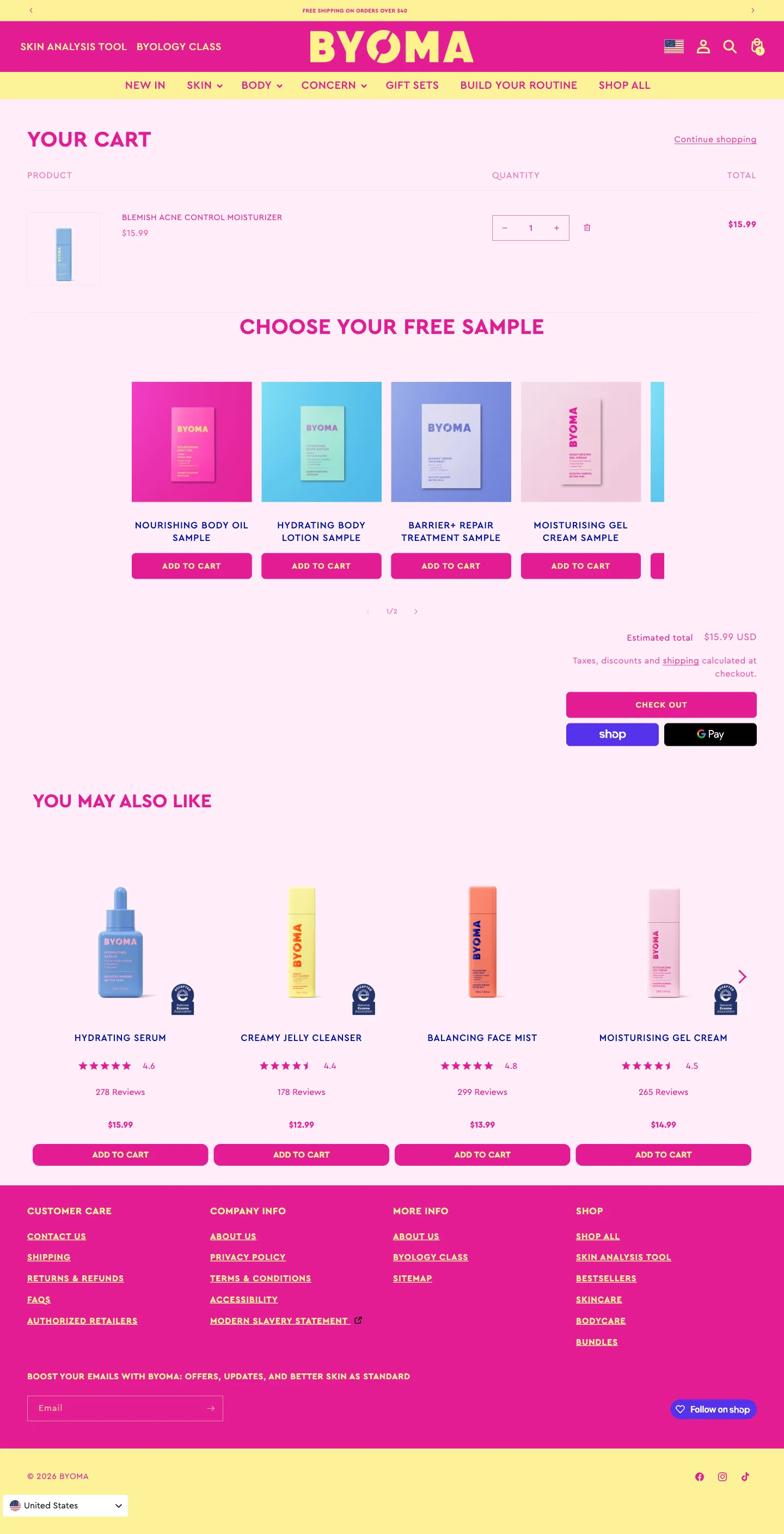 BYOMA, cart (desktop)