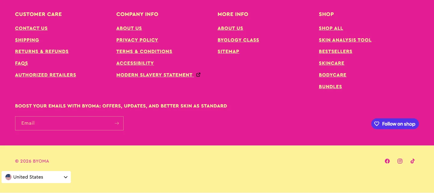 Footer from BYOMA