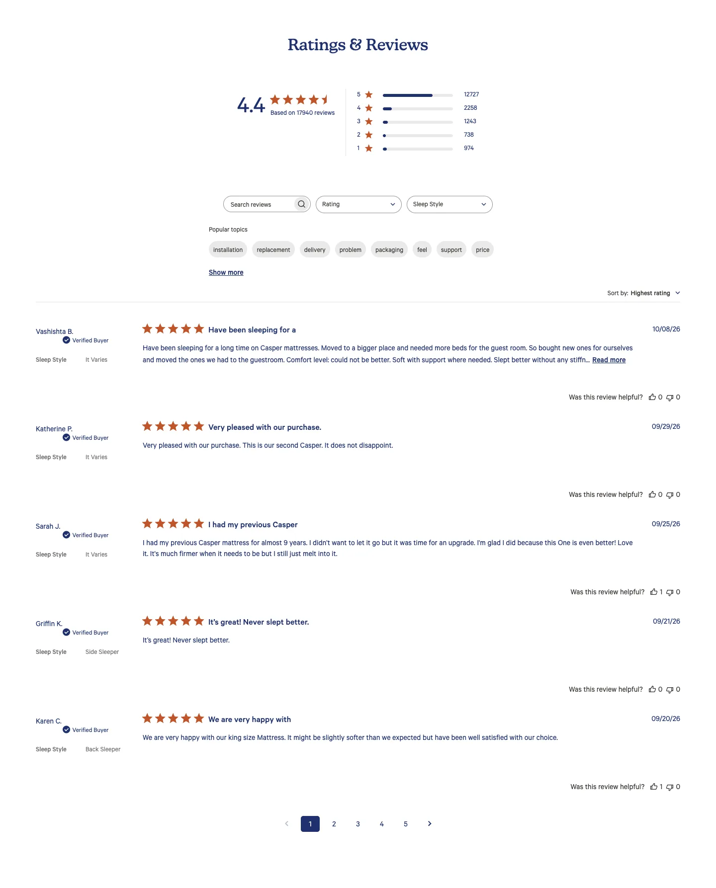 Reviews from Casper Sleep