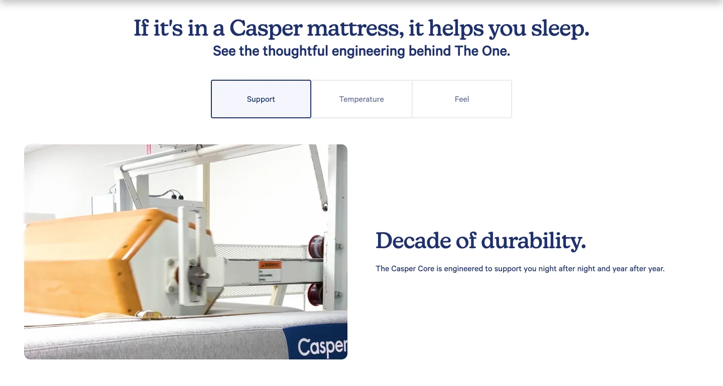 Unclassified section from Casper Sleep