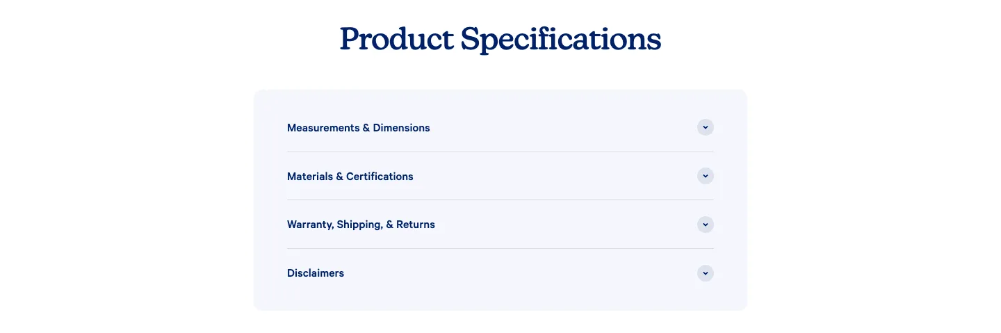 Product Specifications from Casper Sleep
