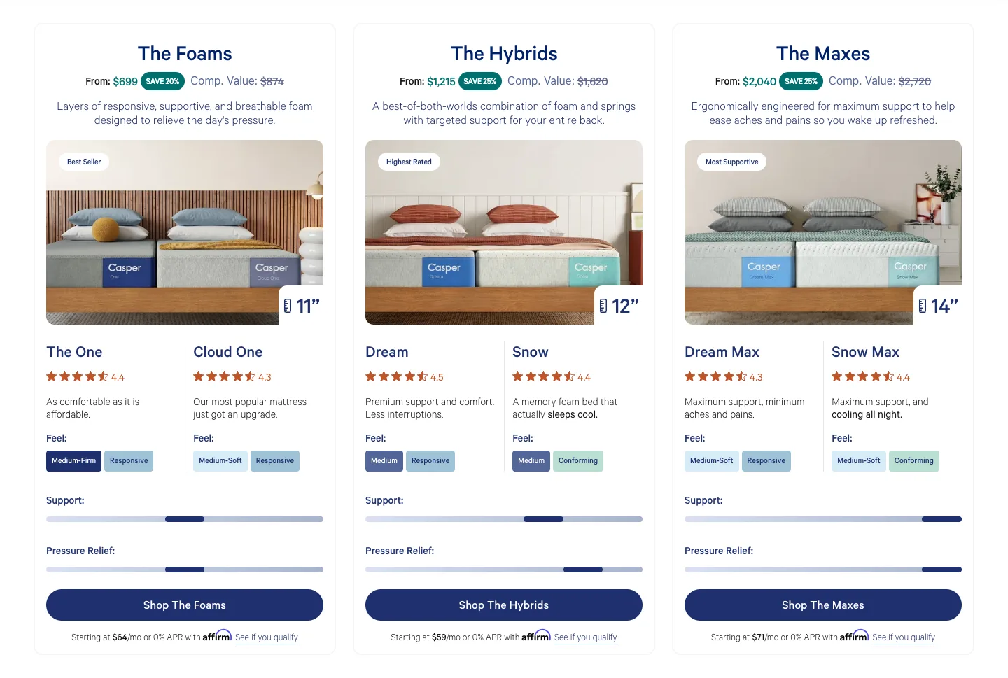 Featured products from Casper Sleep