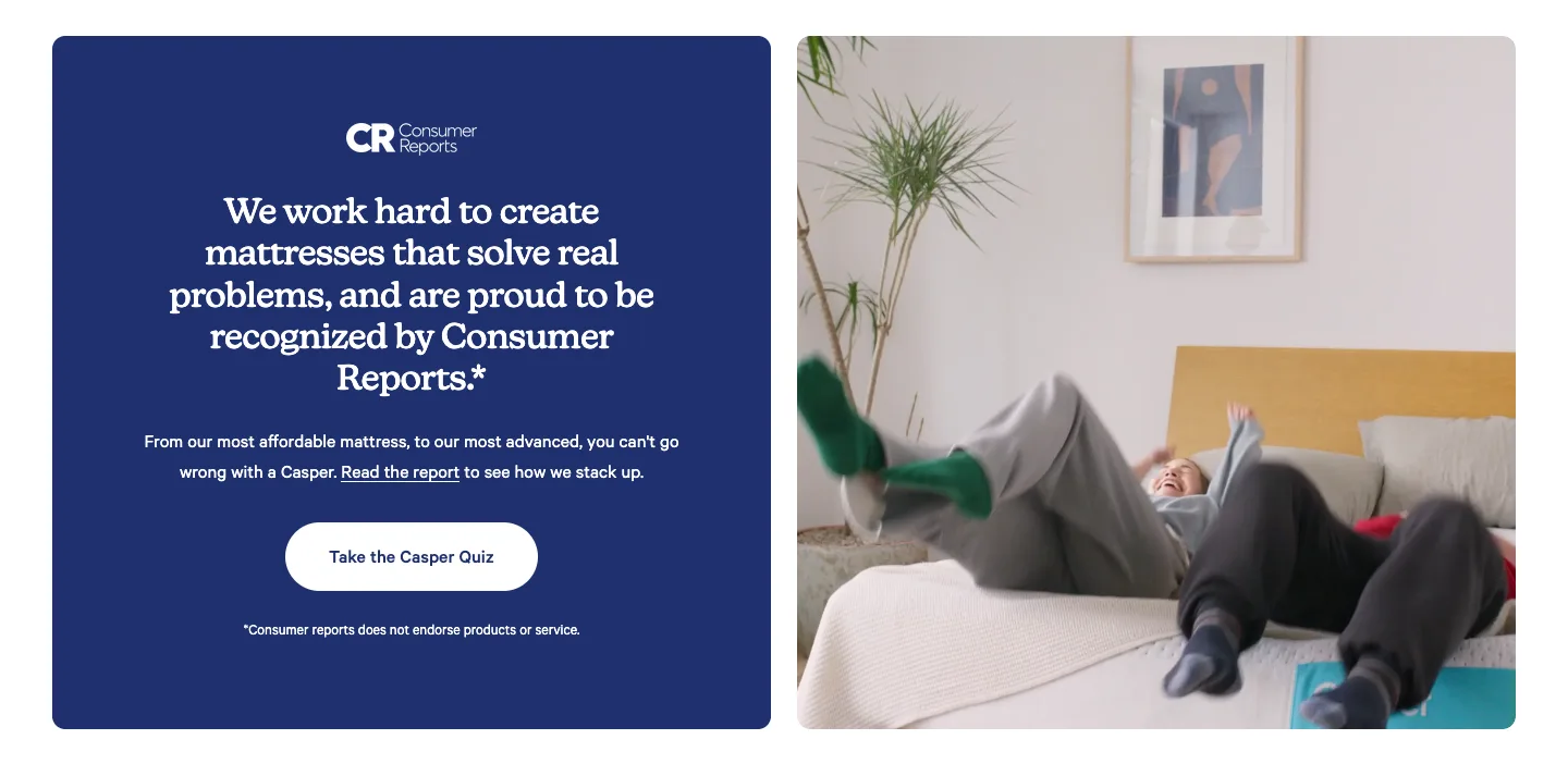 Quiz CTA from Casper Sleep