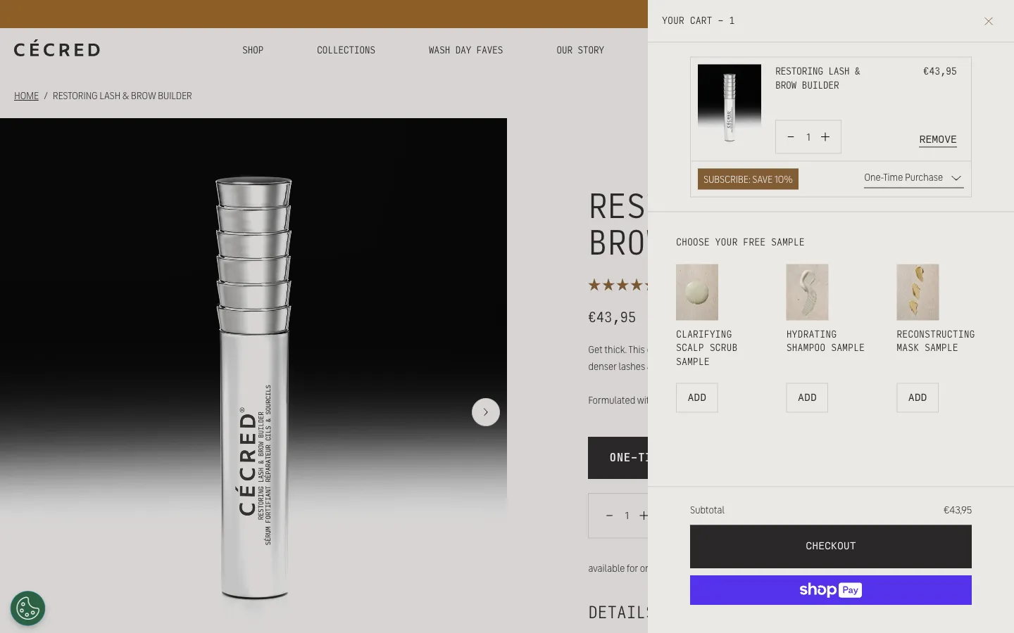 Cécred, cart (desktop)