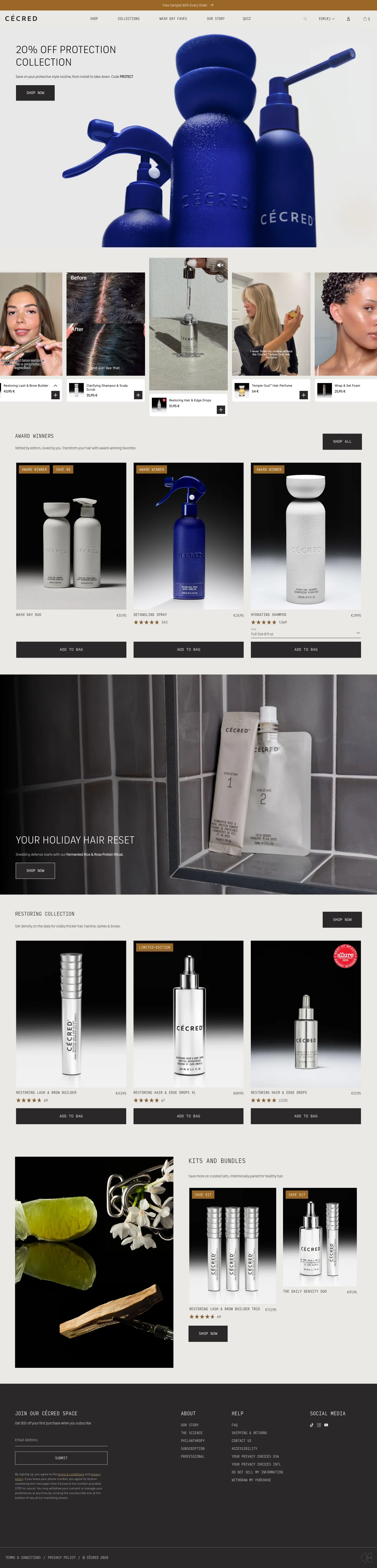 Cécred, homepage (desktop)