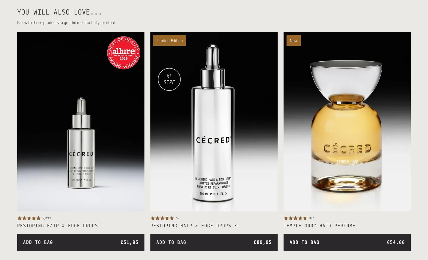 Product recommendations from Cécred
