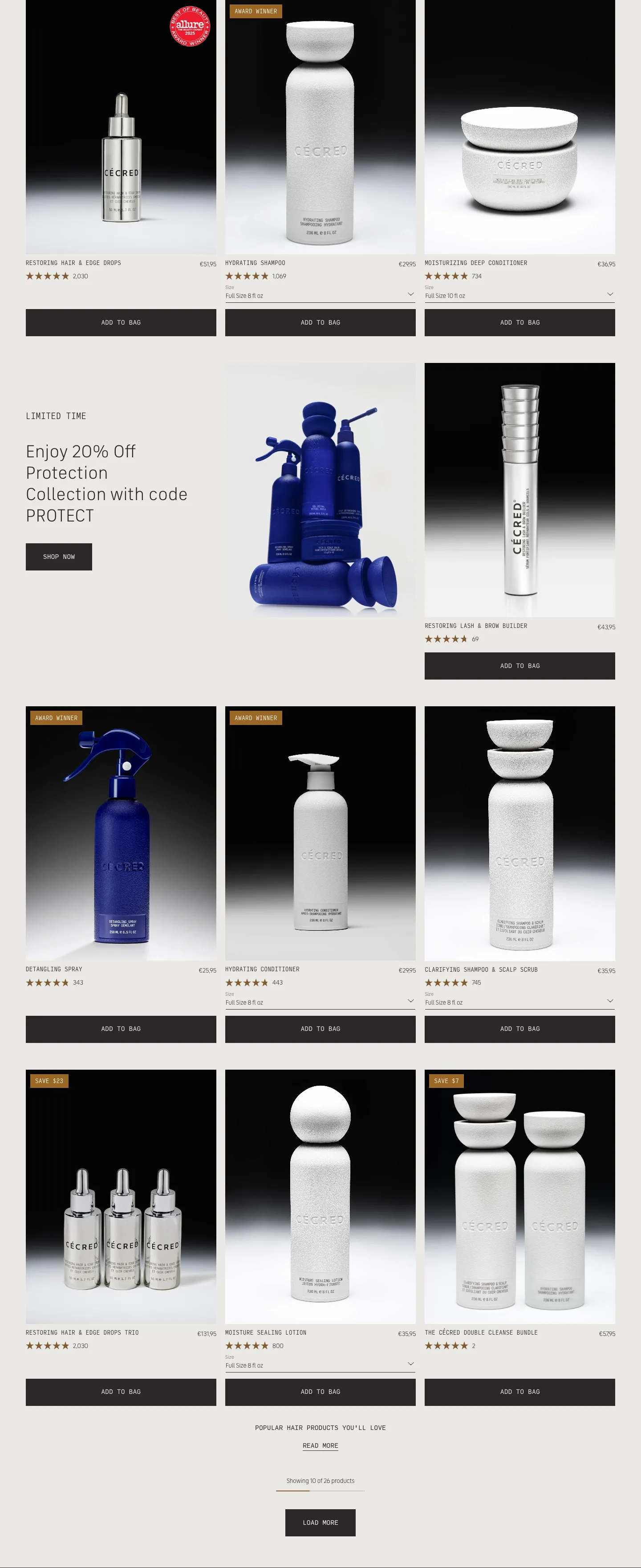 Product listing from Cécred