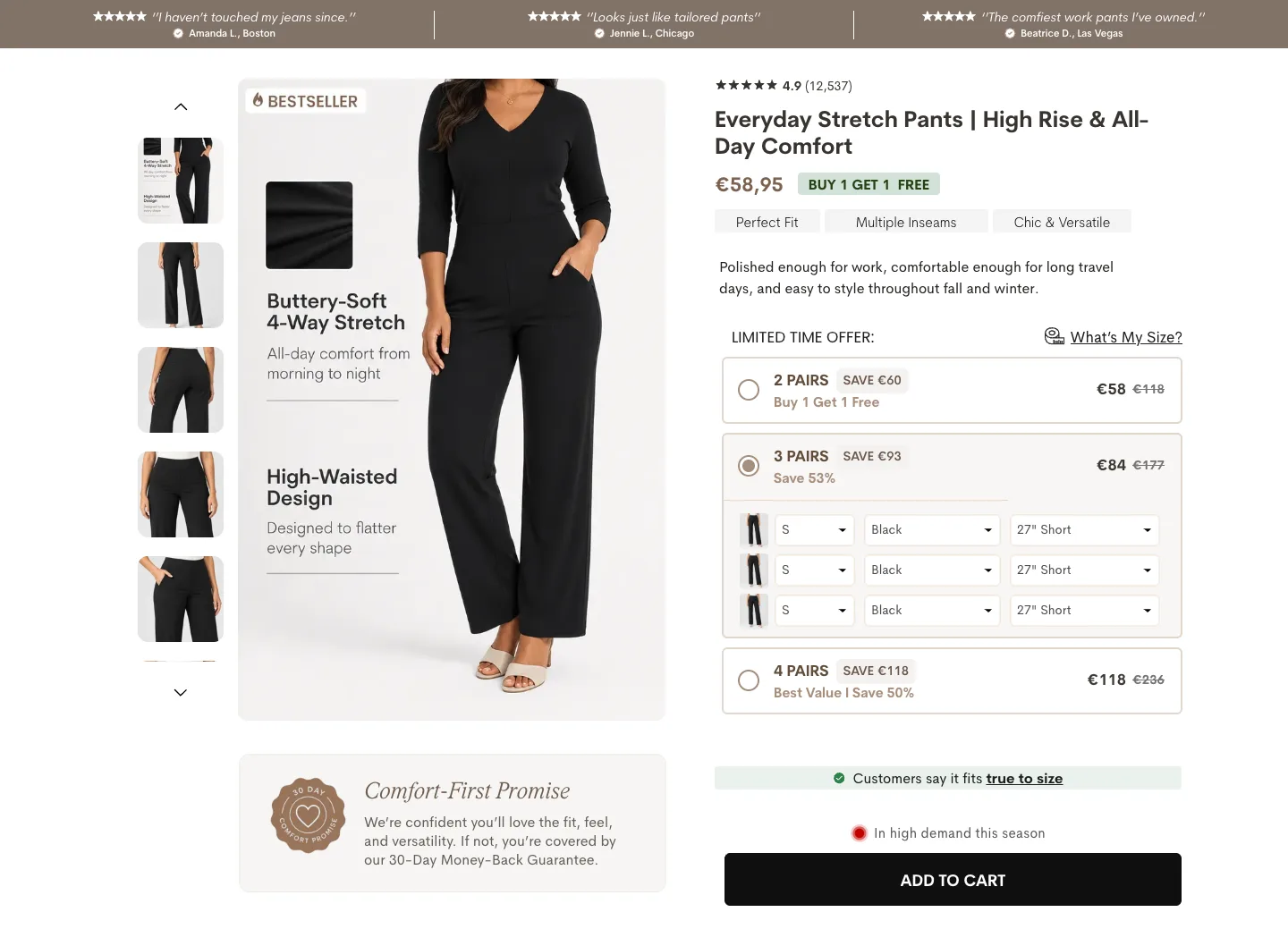Everyday Stretch Pants | High Rise & All-Day Comfort from CURVD.