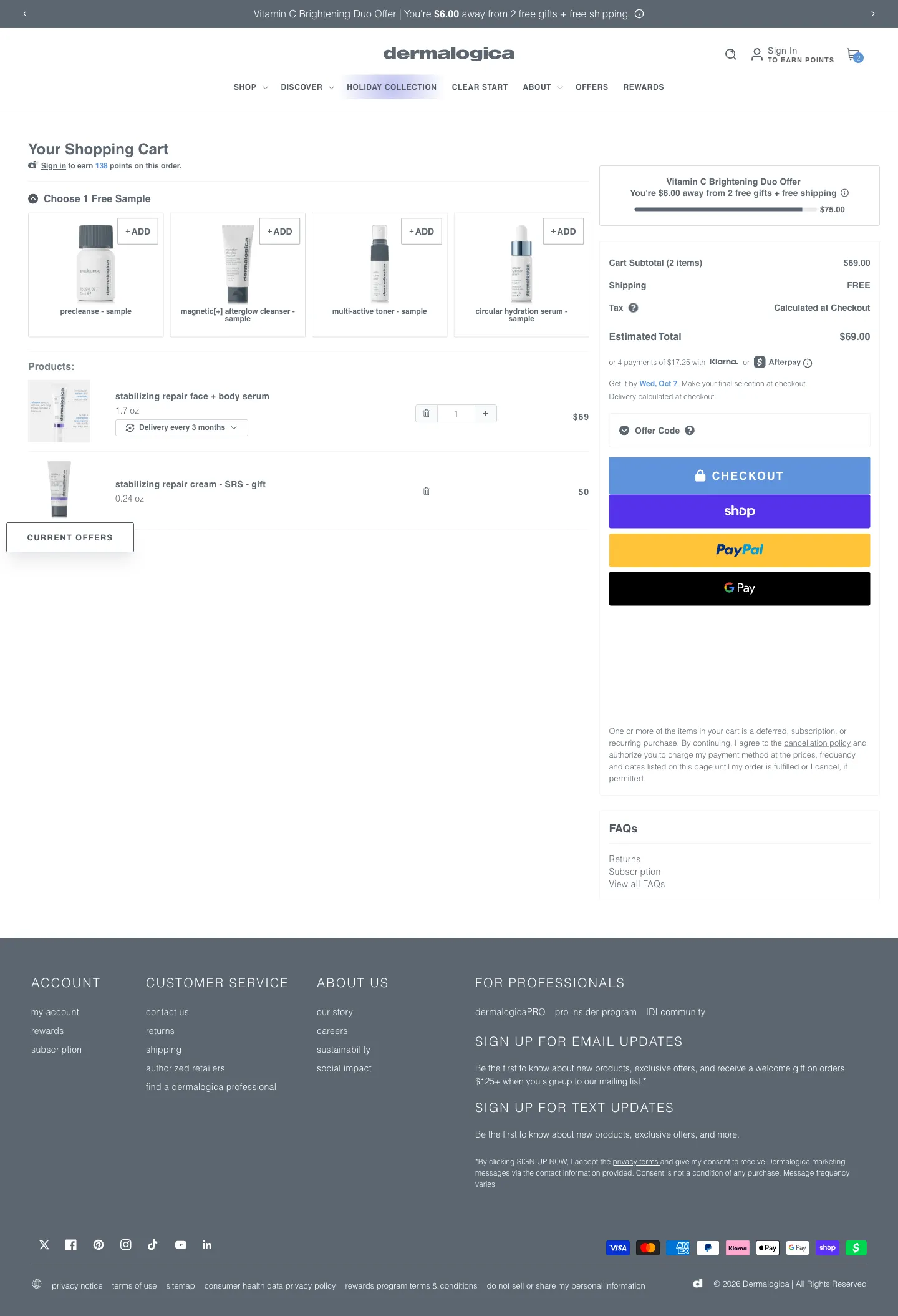 Dermalogica, cart (desktop)