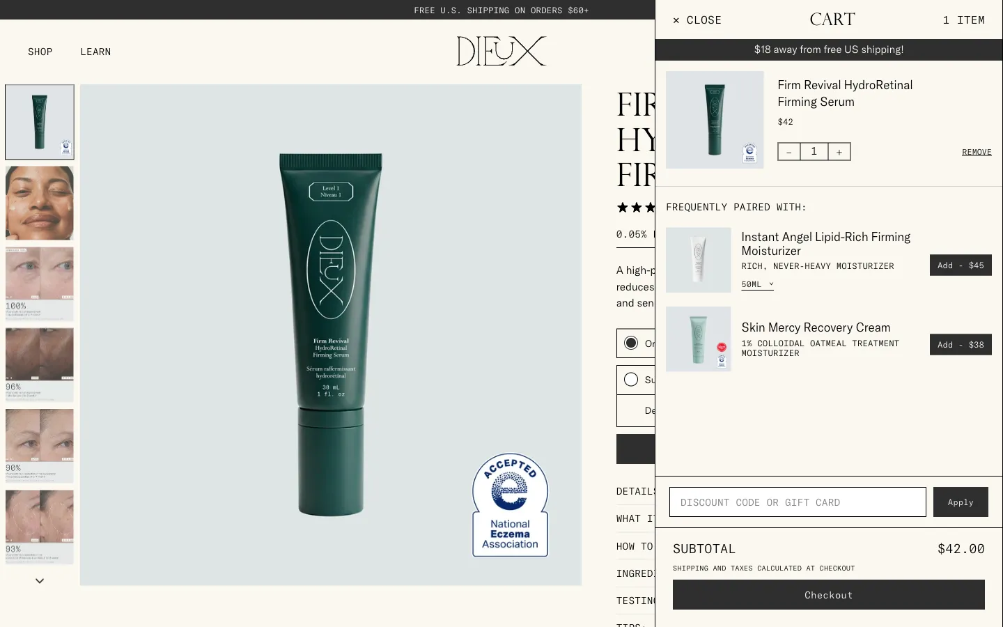 Dieux, cart (desktop)