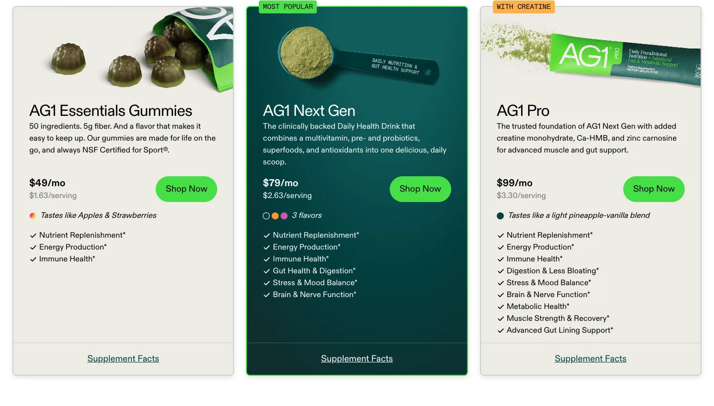 Featured products from AG1