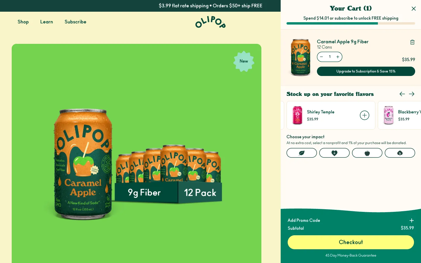 OLIPOP, cart (desktop)