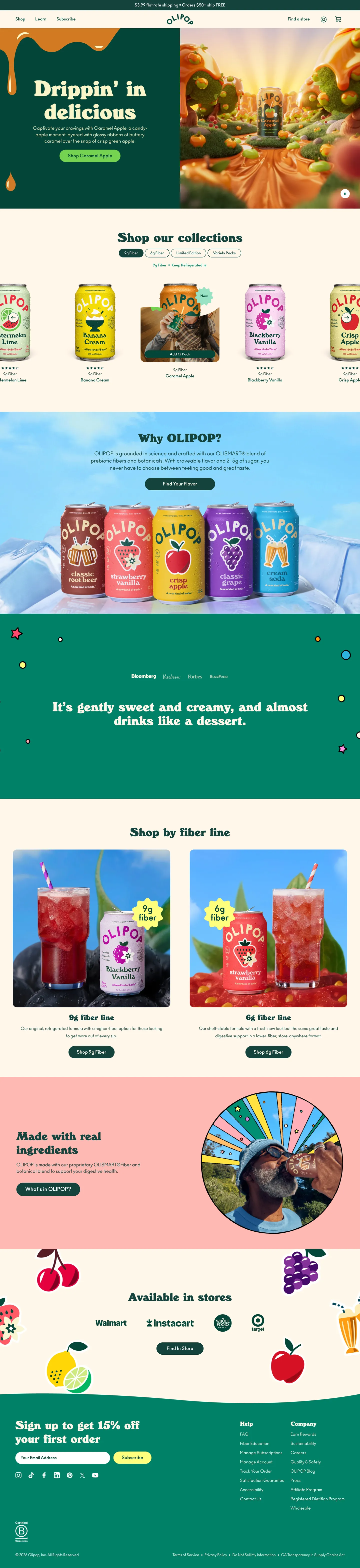 OLIPOP, homepage (desktop)