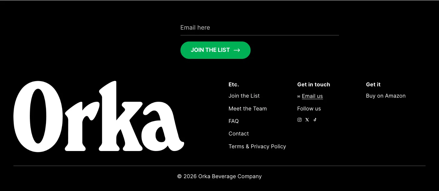 Footer from Orka Beverage Company