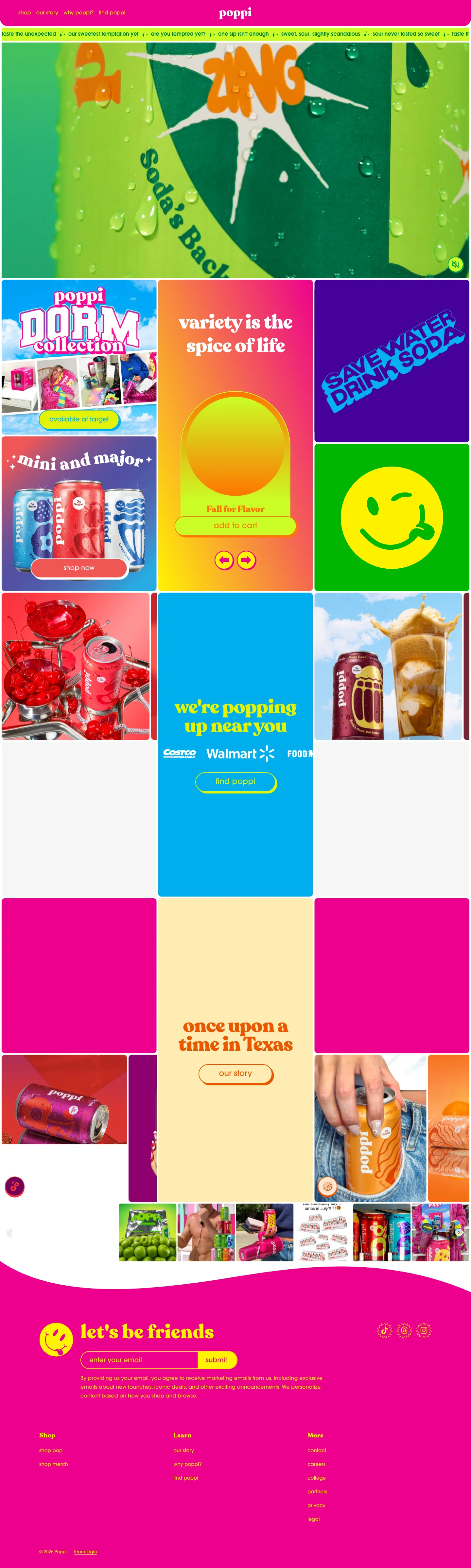 poppi, homepage (desktop)
