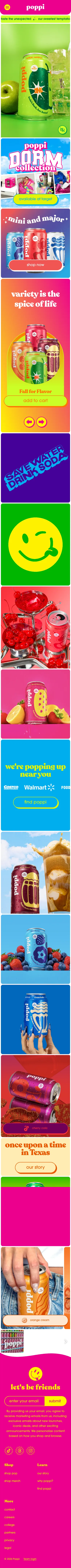 poppi, homepage (mobile)