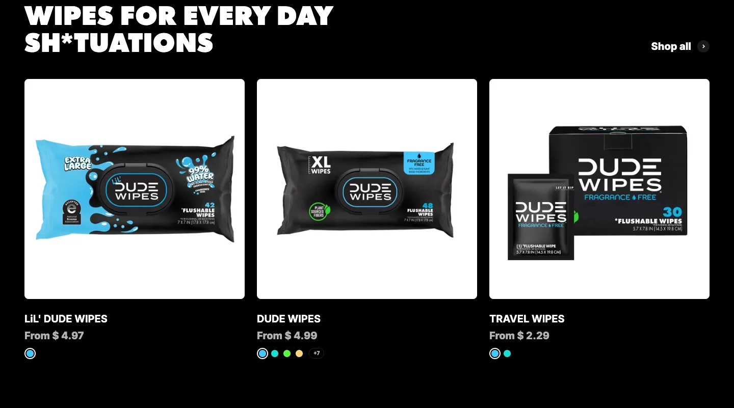 Featured products from DUDE Wipes