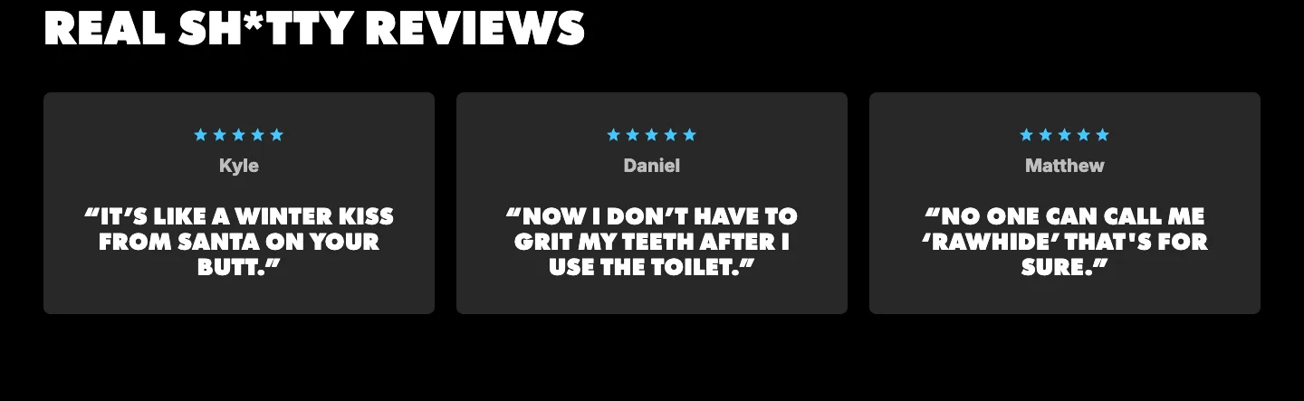 Real sh*tty reviews from DUDE Wipes