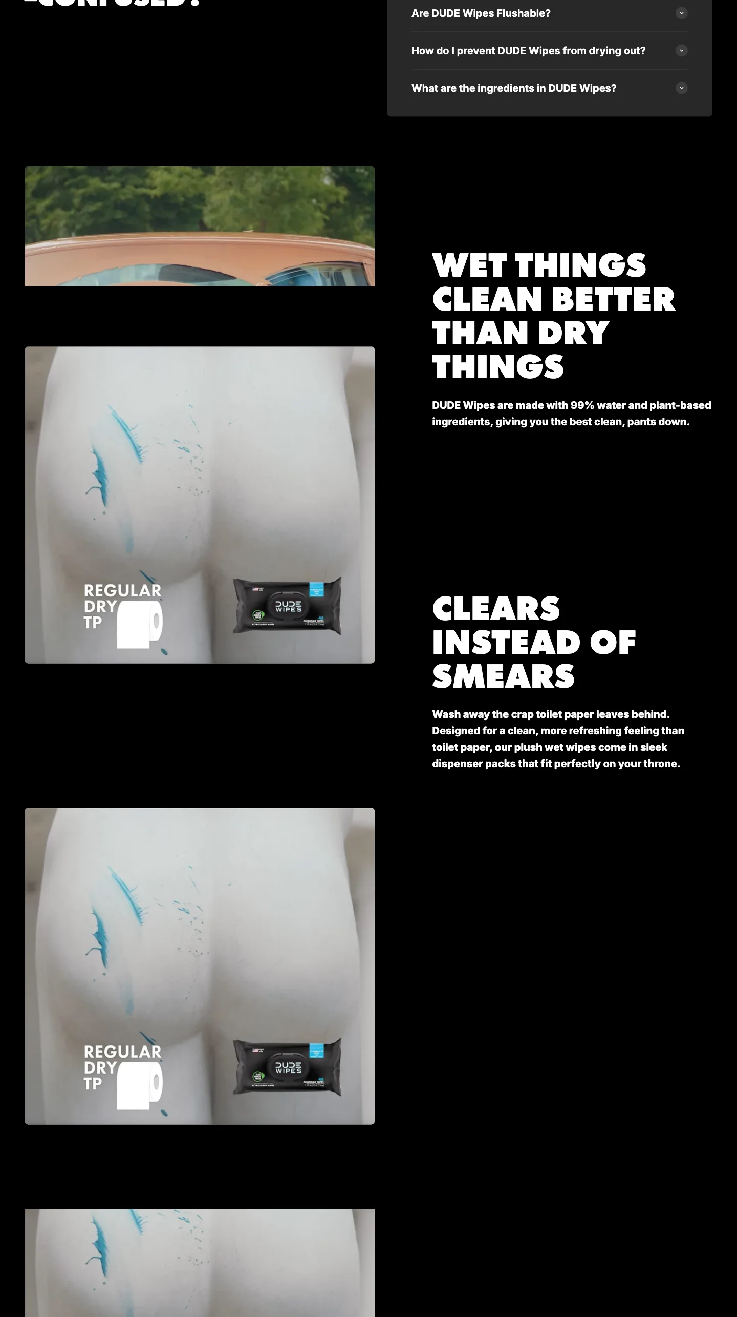 Wet things clean better than dry things from DUDE Wipes