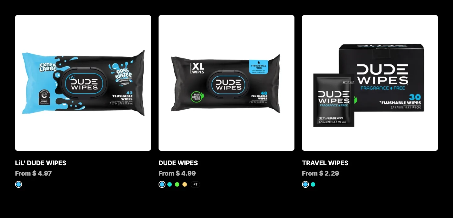 Product listing from DUDE Wipes