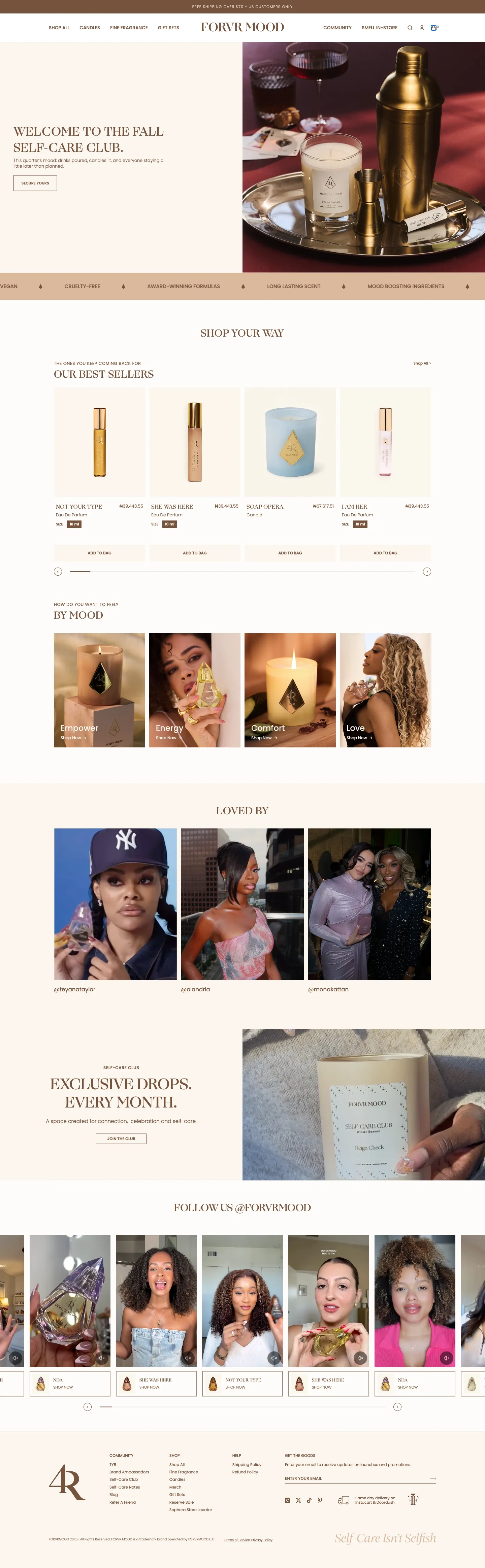FORVR MOOD, homepage (desktop)