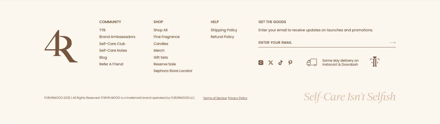 Footer from FORVR MOOD