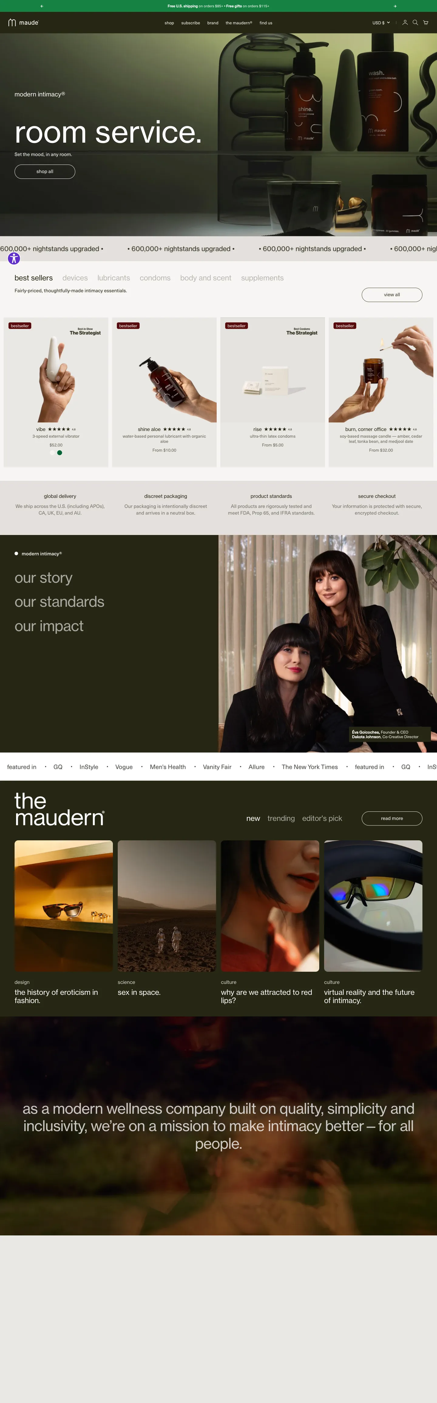 maude, homepage (desktop)