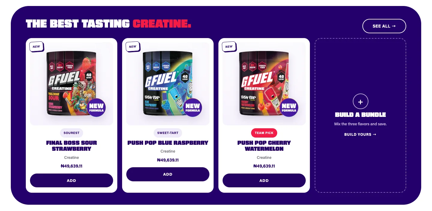 Featured products from G FUEL