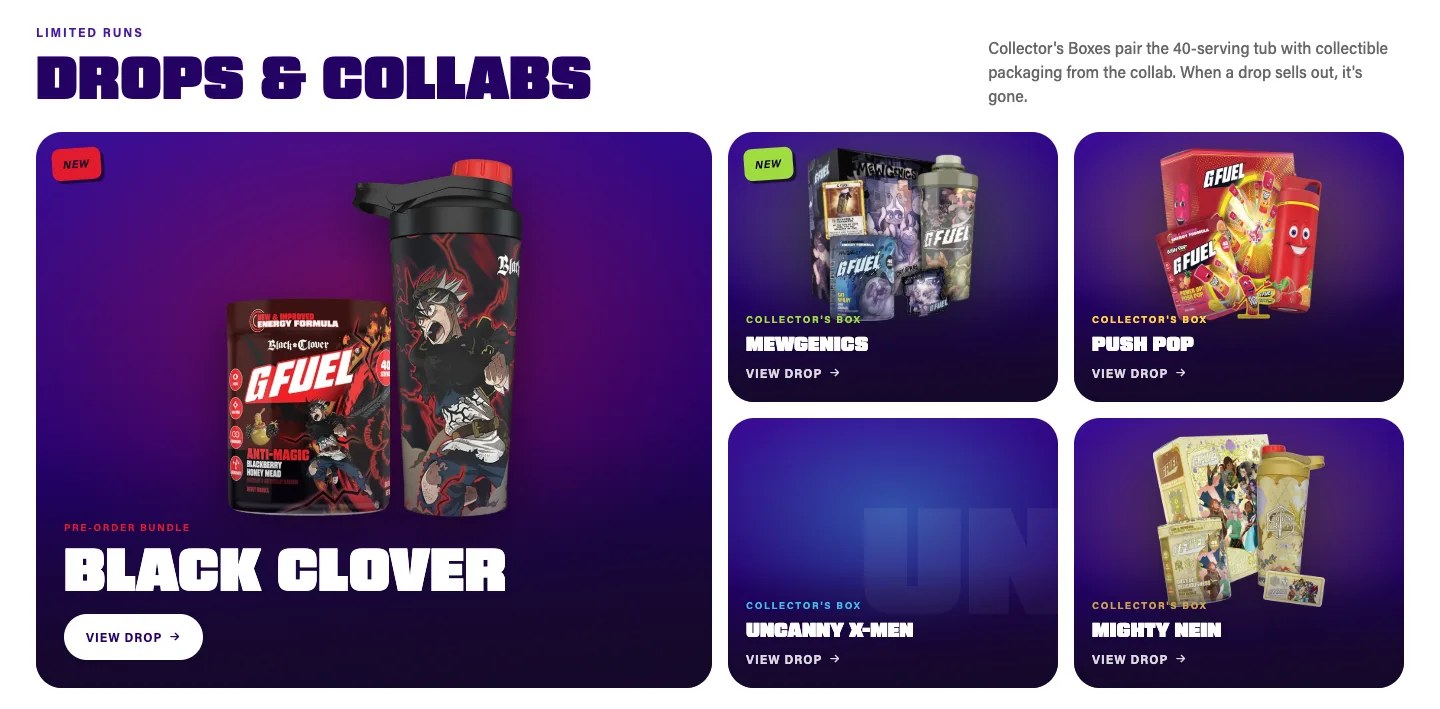 Featured collection from G FUEL