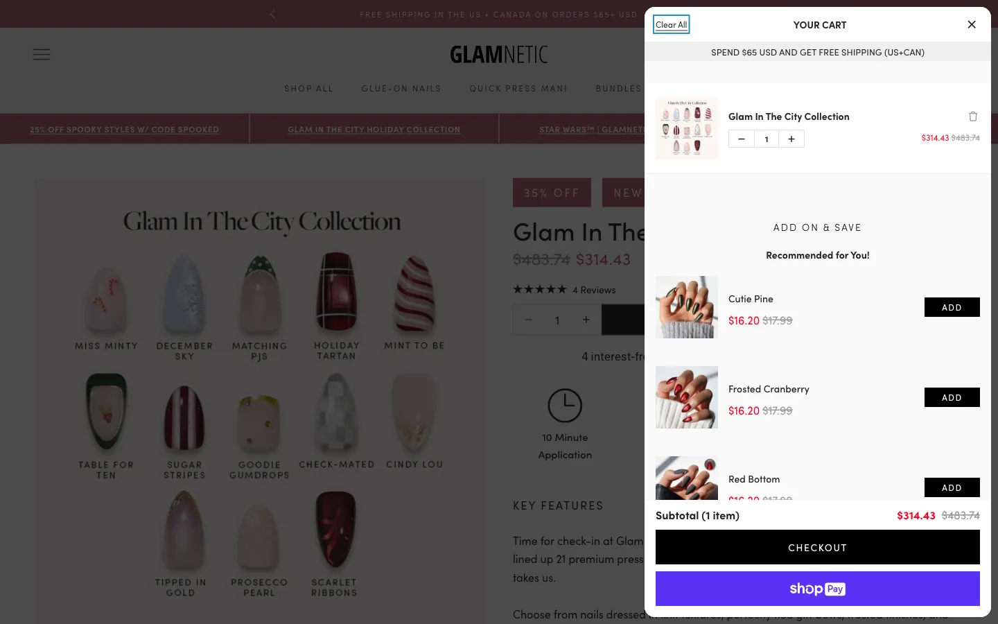 Glamnetic, cart (desktop)