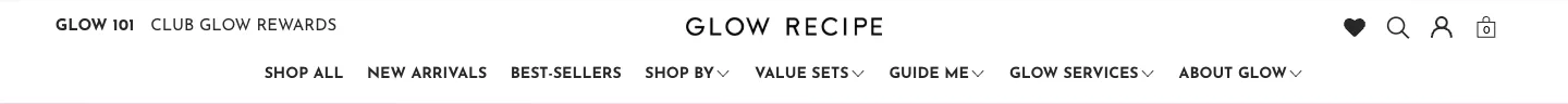Header / navigation from Glow Recipe