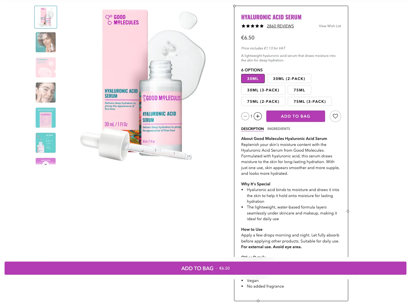 Hyaluronic acid serum buy box from Good Molecules