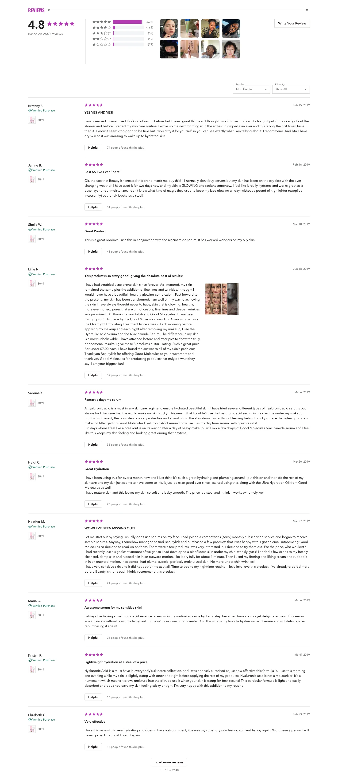 Reviews with customer photos from Good Molecules