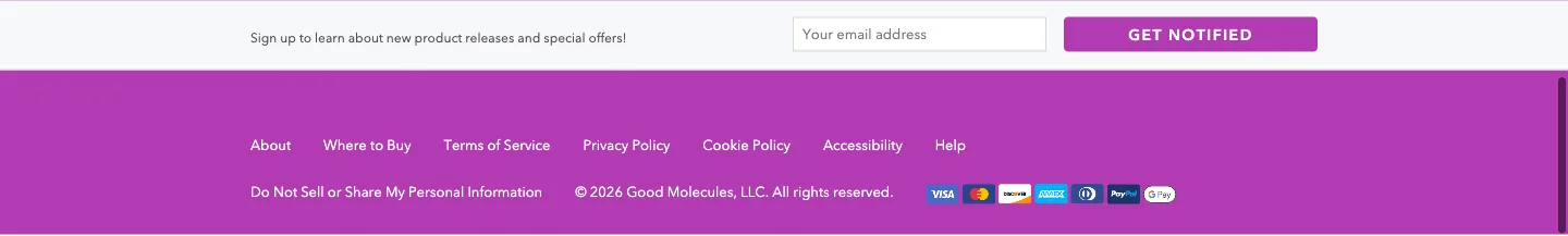 Newsletter sign-up from Good Molecules