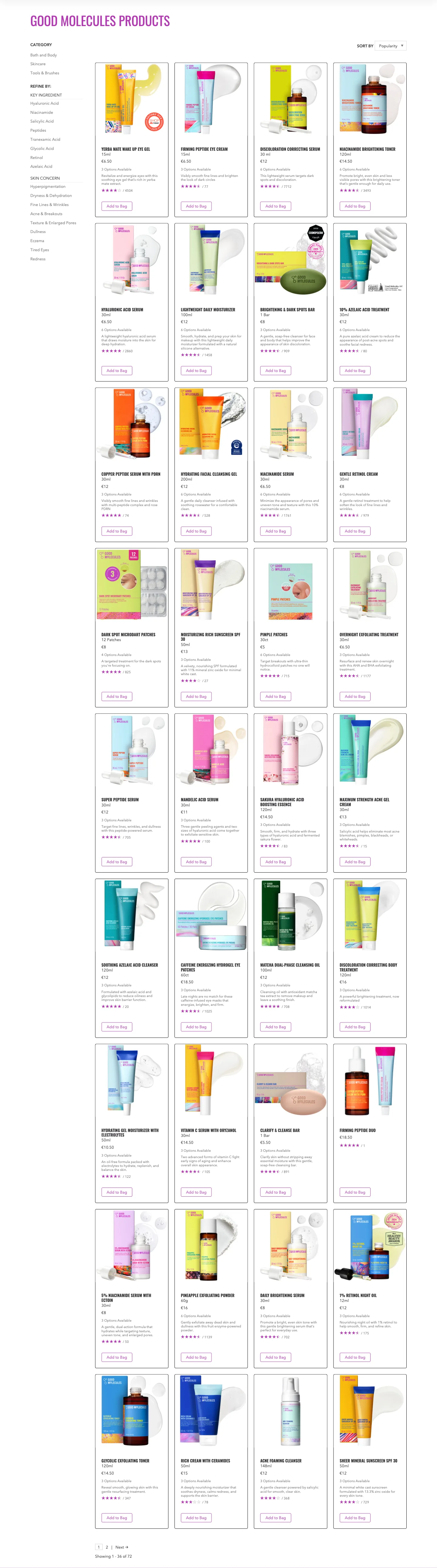 All products grid with filters from Good Molecules