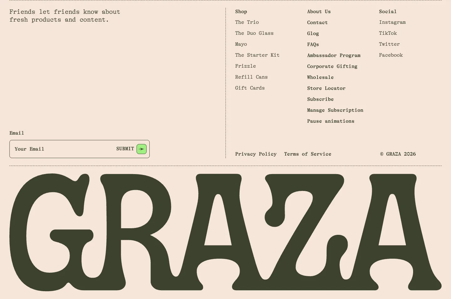 Footer from GRAZA