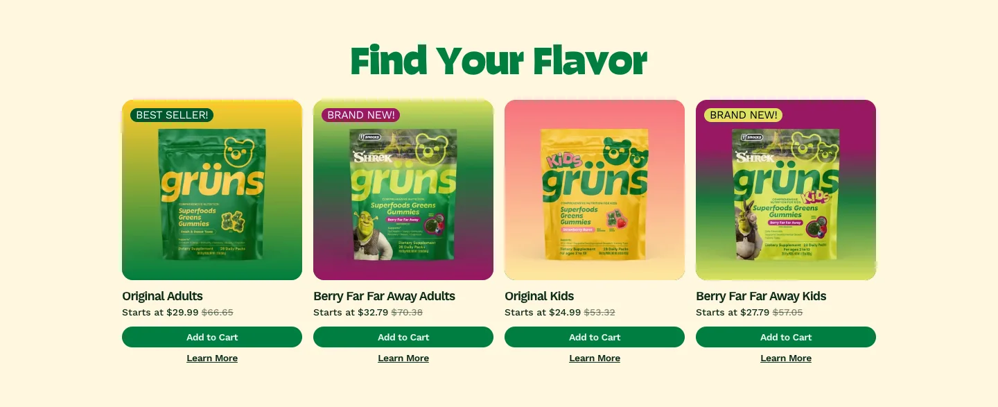 Featured products from Grüns