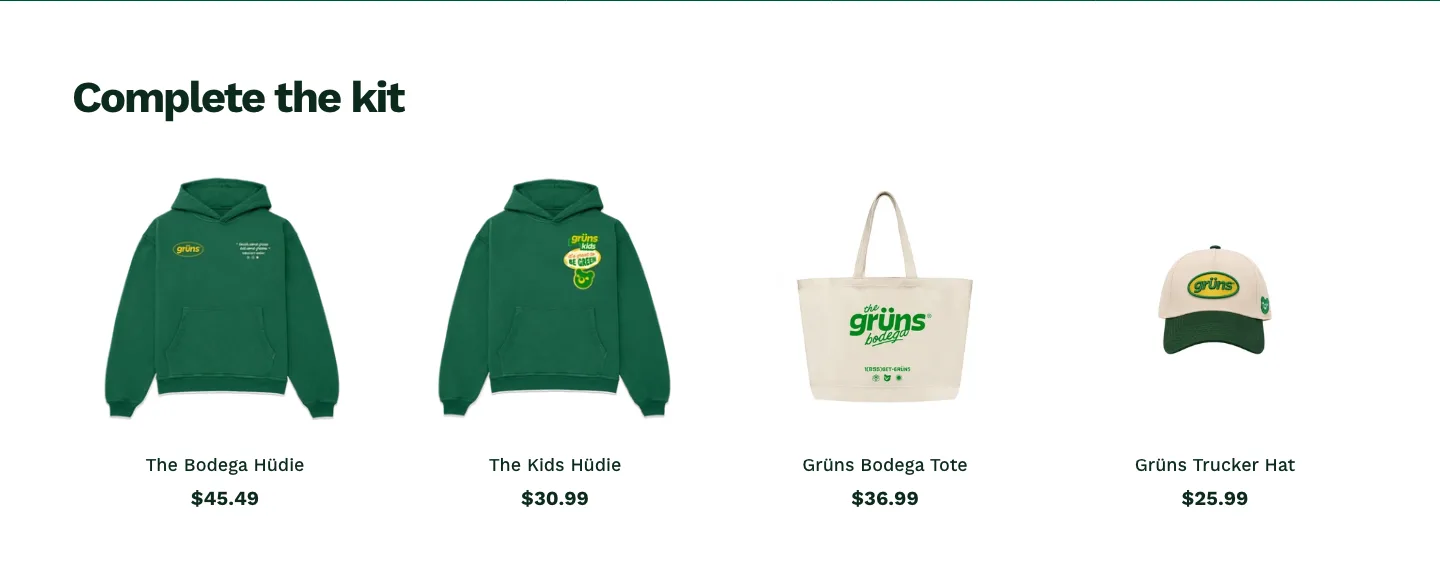 Product recommendations from Grüns