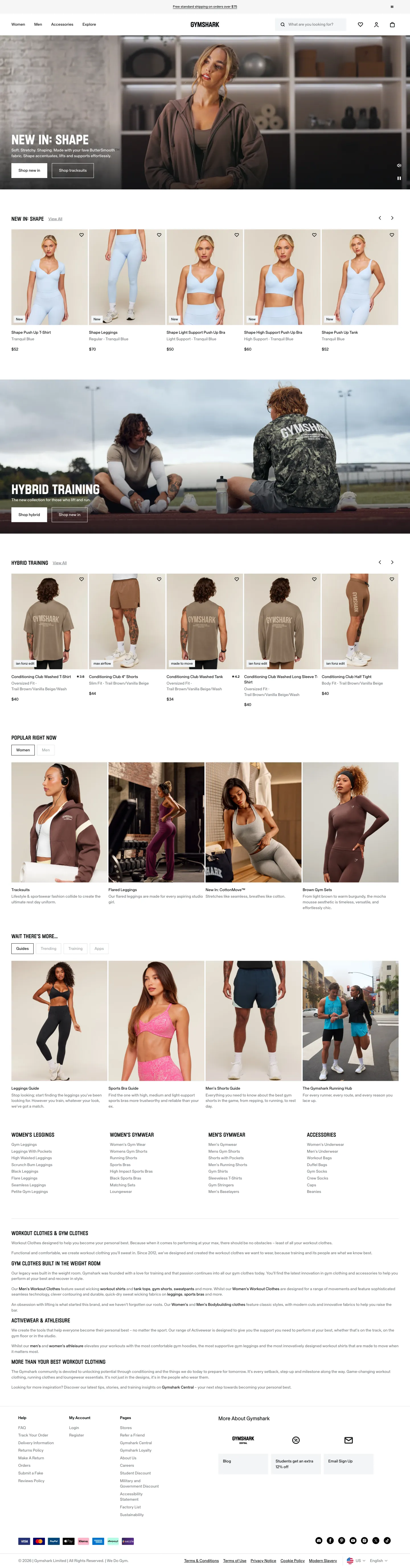 Gymshark, homepage (desktop)