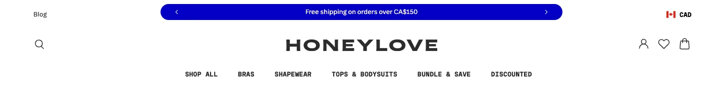 Header / navigation from Honeylove