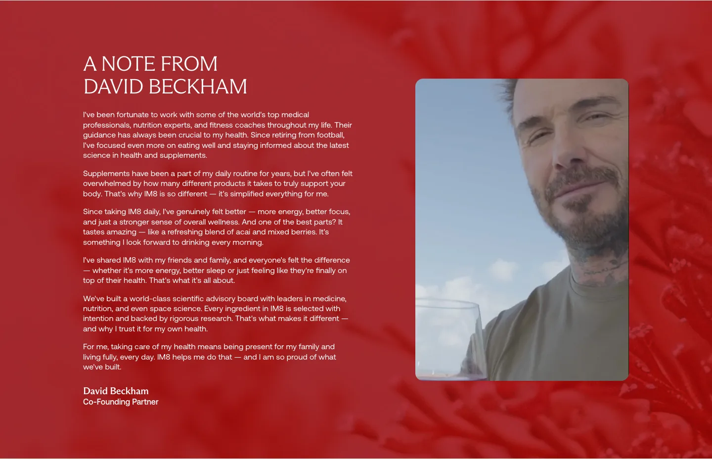 A Note from David Beckham from IM8 Health